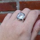 Image 10 of 14K White Gold Ring with Light Blue Zirconia; Size 17.5