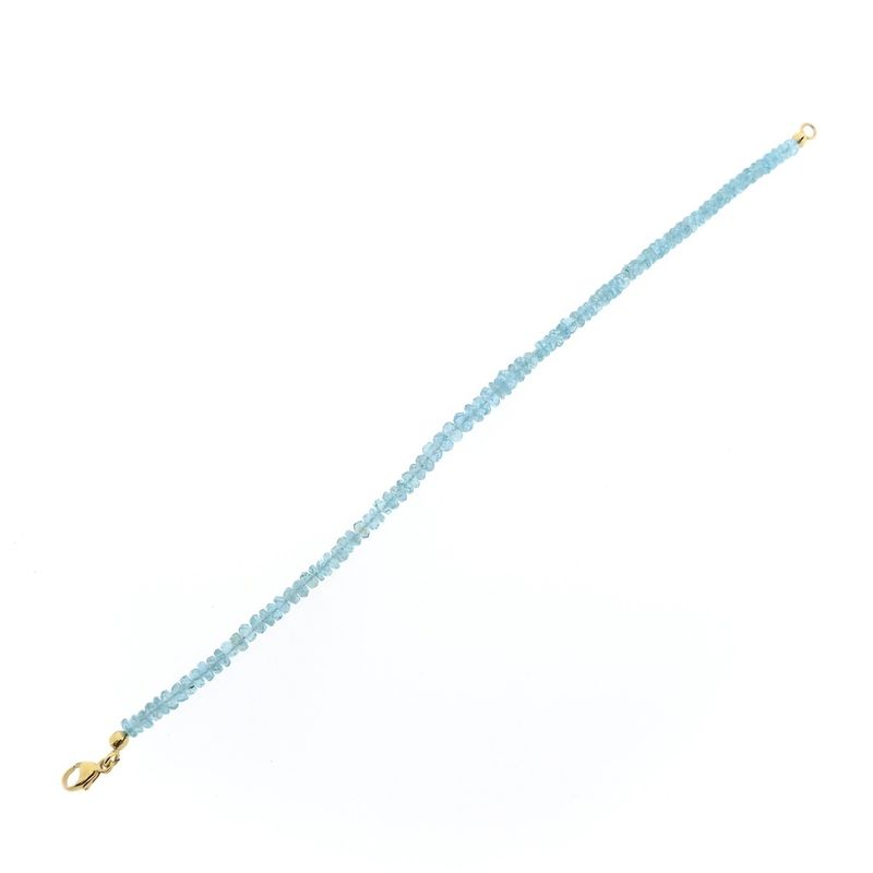 Image 6 of Gold beaded bracelet with aquamarine