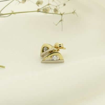 Image 2 of Bicolor gold stud earrings with zirconia