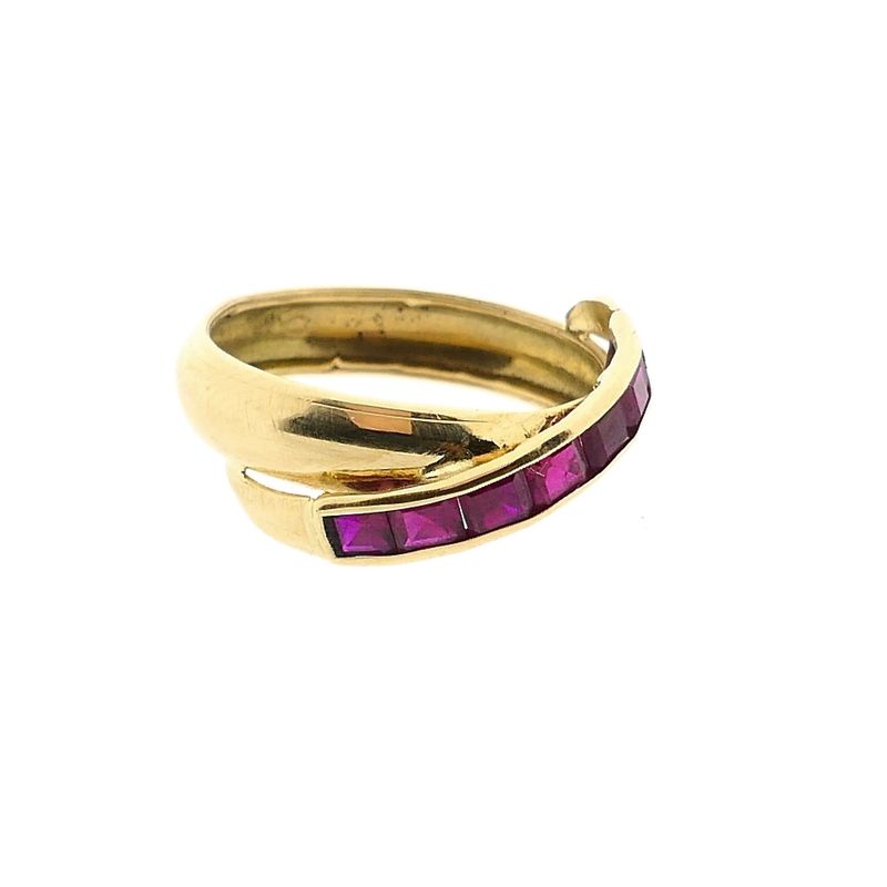 Afbeelding 4 van Gouden crossover ring met robijn 