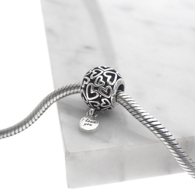 Image 2 of Pandora charm; Silver; I Love You