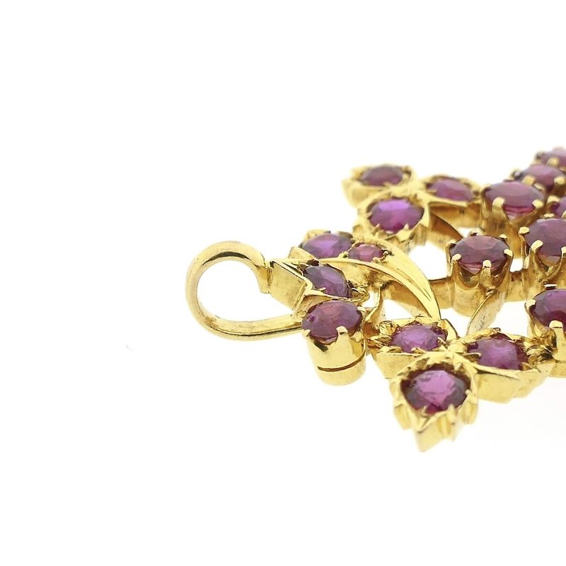 Image 6 of Gold bunch of grapes pendant with ruby