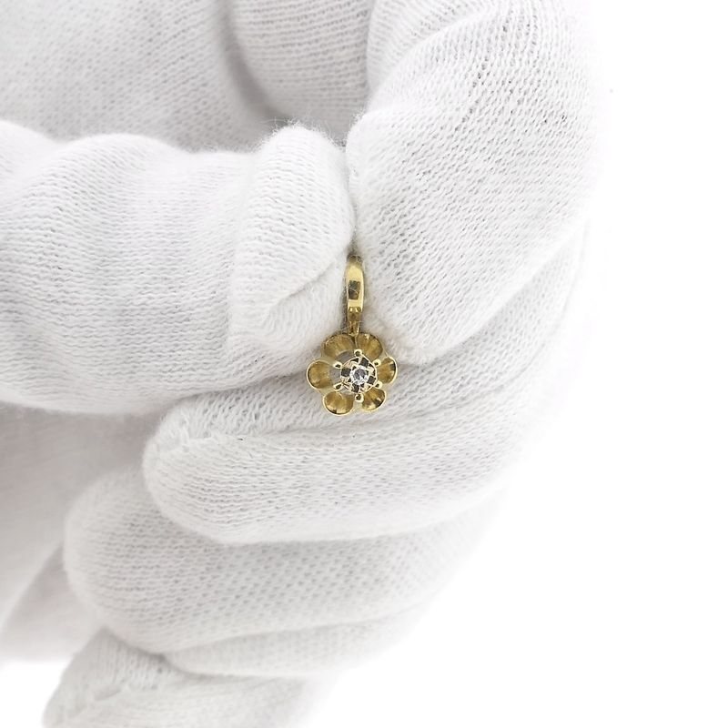 Image 11 of Gold minimalist pendant with diamond; 0.01 ct.