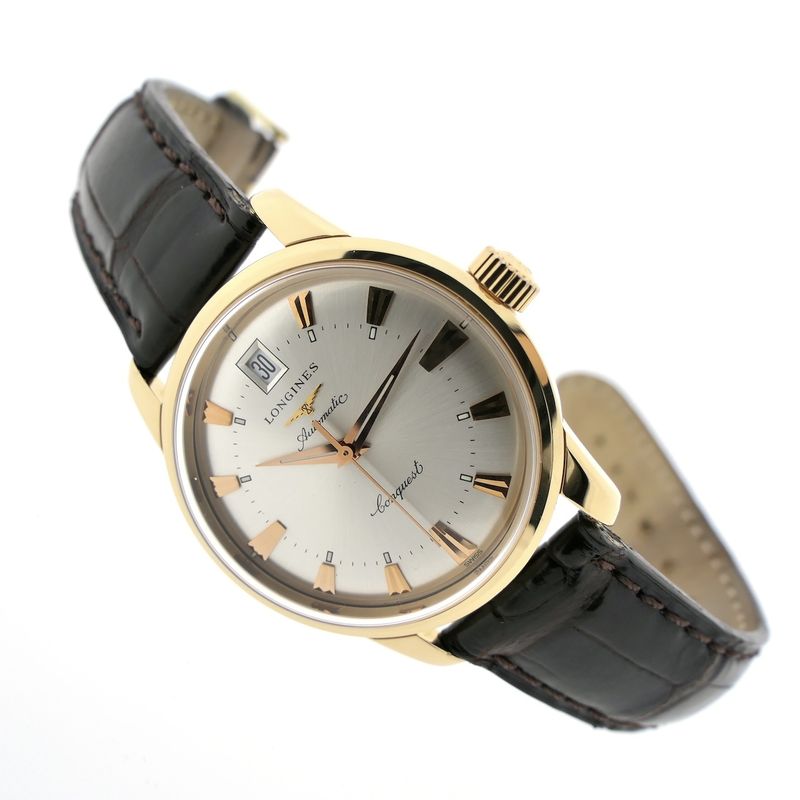 Image 7 of Longines Conquest Heritage L1.611.6; Automatic 18k gold men's watch