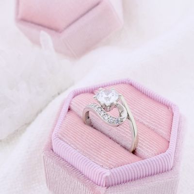 White gold solitaire ring with zirconia. Image 2 of White gold solitaire ring with zirconia.