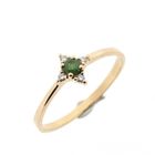 Image 1 of 18K rose gold ring with emerald and diamond | 0.04 ct.