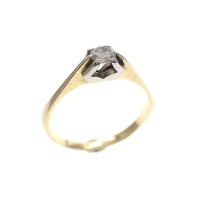 Two-tone gold solitaire ring set with diamond Image 1 of Two-tone gold solitaire ring set with diamond