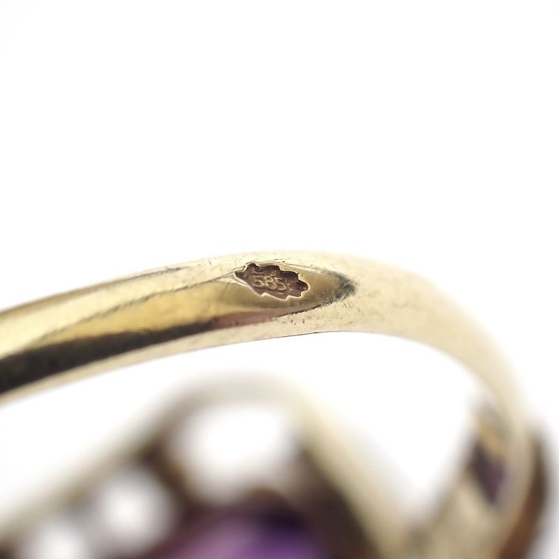 Image 7 of Vintage gold cocktail ring with synthetic sapphire