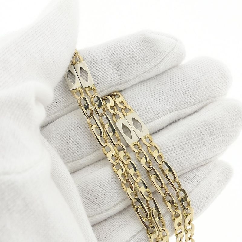Image 7 of Two-tone gold navy link chain with diamonds