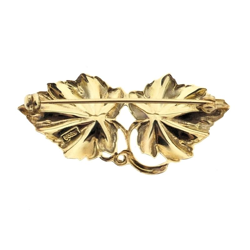 Image 3 of Gold brooch with two leaves