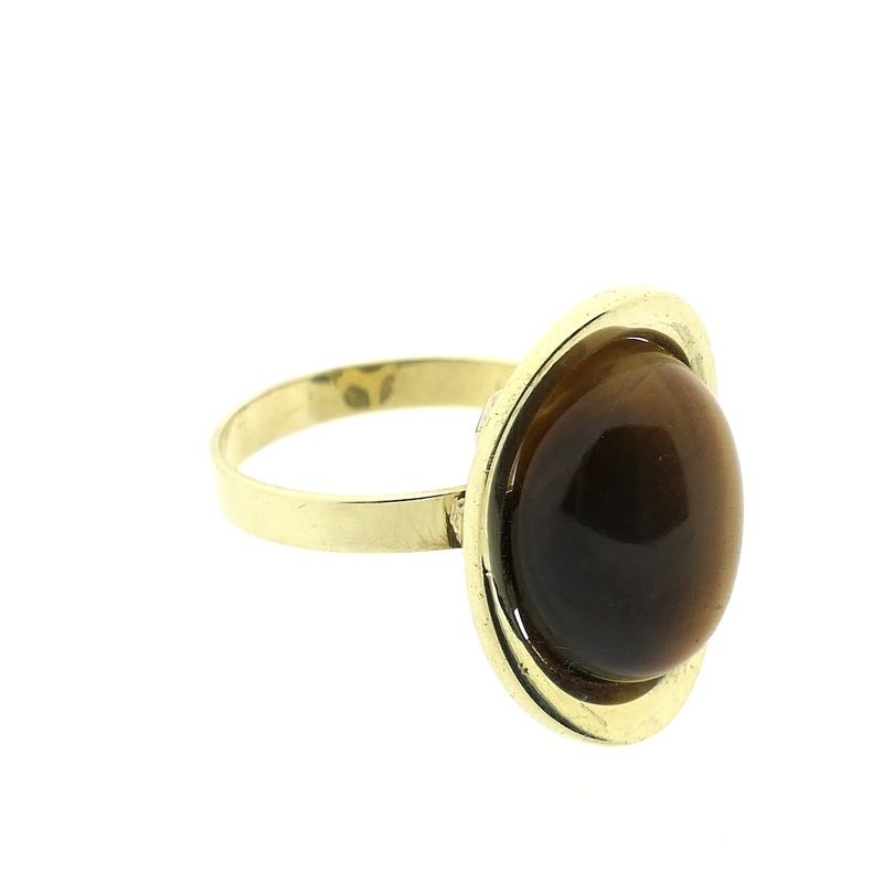 Image 9 of Gold ring with tiger's eye.
