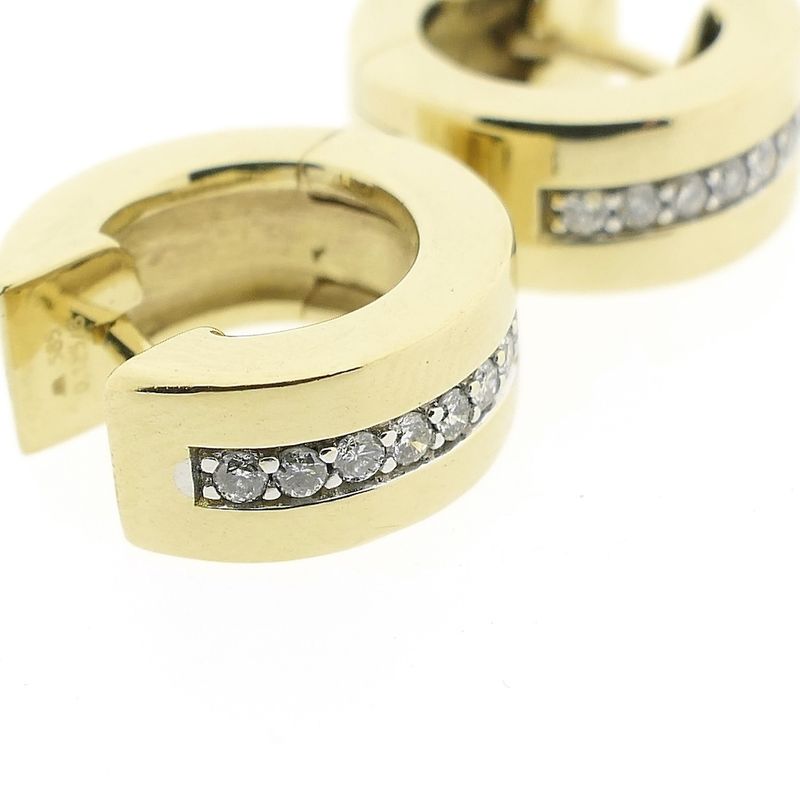 Image 5 of Gold hoop earrings with diamond; 0.32 ct.