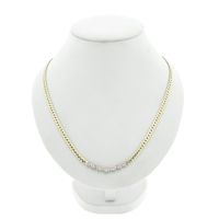 Gold flat gourmet link necklace with 0.50 ct diamond.