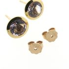 Image 6 of Gold stud earrings with lilac colored zirconia