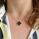 Image 8 of Gold anchor link necklace with a fixed pendant; four-leaf clover | 41.5 cm