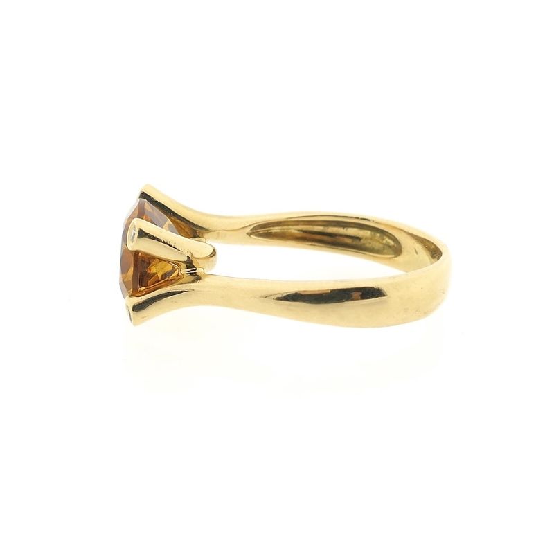 Image 6 of Gold solitaire ring with citrine and diamond; 0.08 ct.