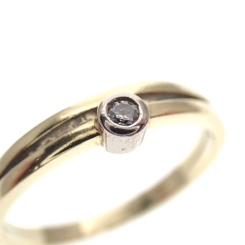 Image 4 of Vintage gold solitaire ring with diamond; 0.03 ct.