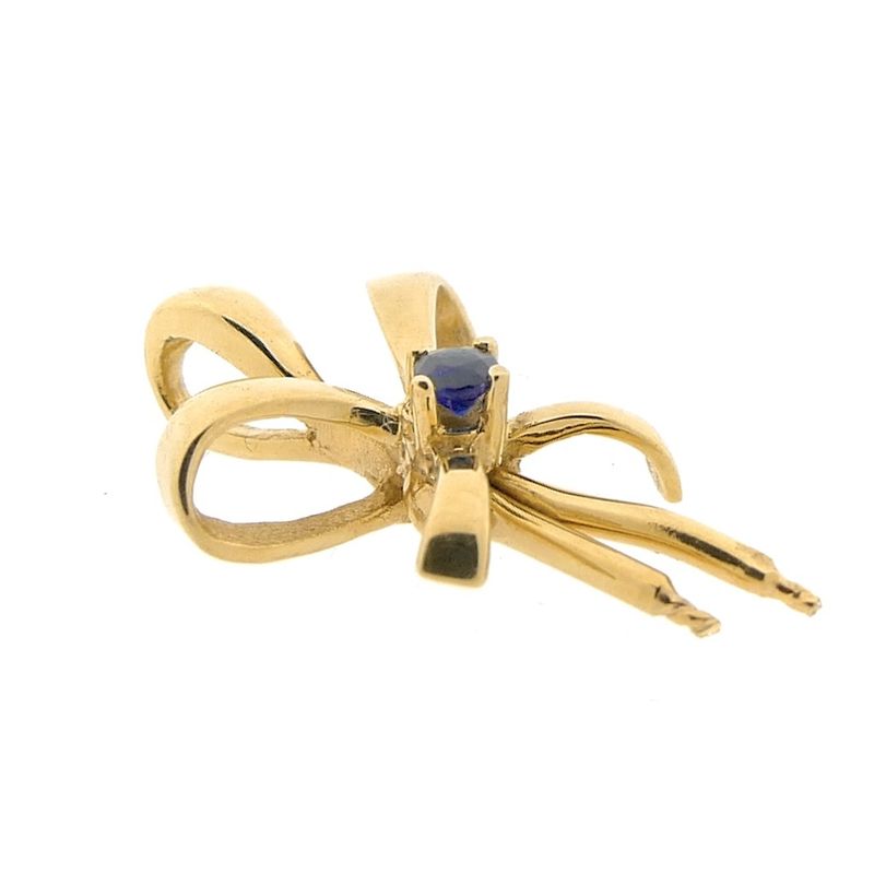 Image 7 of Gold pendant with a bow and sapphire