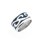 Image 4 of Bombarie silver ring with tribal and blue enamel