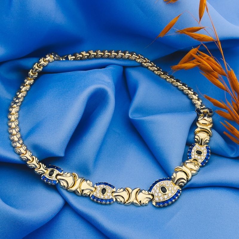 Image 8 of Luxurious gold necklace with zirconia and tourmaline