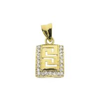 Gold pendant with meander pattern and zirconia