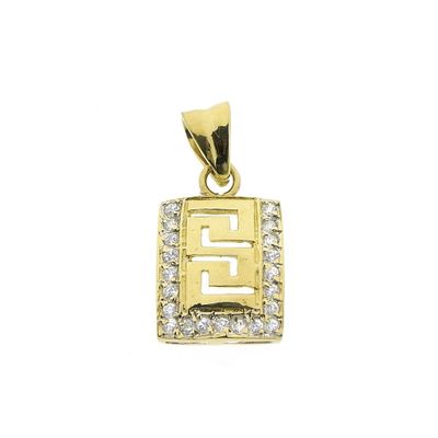 Image 1 of Gold pendant with meander pattern and zirconia