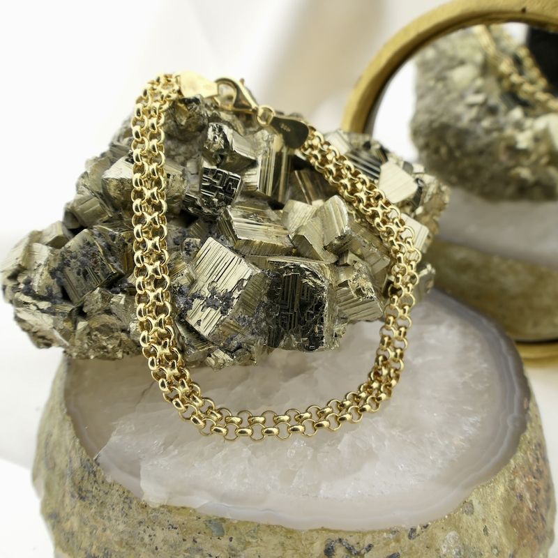 Image 2 of Double gold jasseron link bracelet | 19 cm