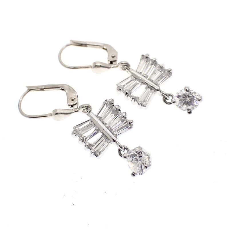 Image 1 of Silver earrings with zirconia charm