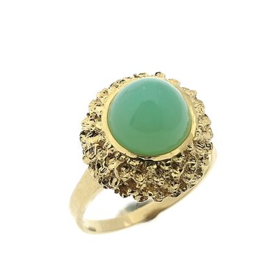 Image 1 of 18 carat gold ring with chrysoprase