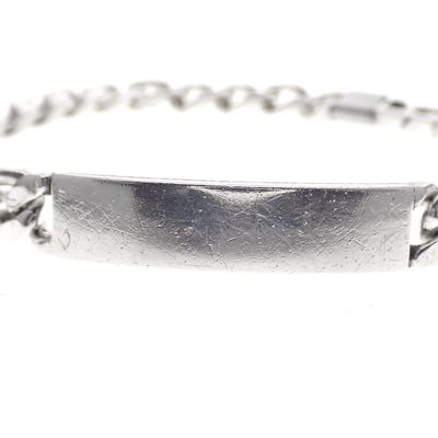Image 2 of Solid silver flat gourmet link bracelet with engraving plate