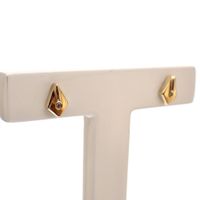 Gold stud earrings with zirconia