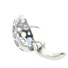 Image 7 of White gold domed stud earrings with aquamarine and amethyst