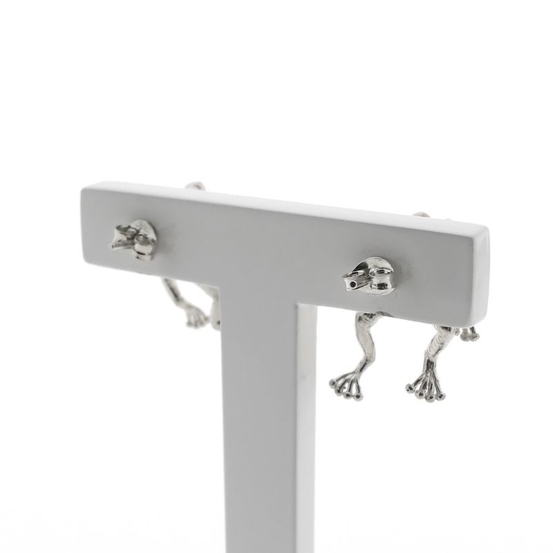 Image 4 of Silver frog stud earrings