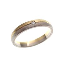 Matted bicolor gold ring with 0.02 ct diamond.
