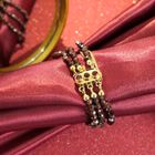 Image 2 of Antique garnet bead bracelet with gold decorative clasp; Antique