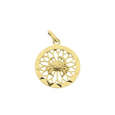 Image 1 of Gold zodiac sign pendant; Cancer