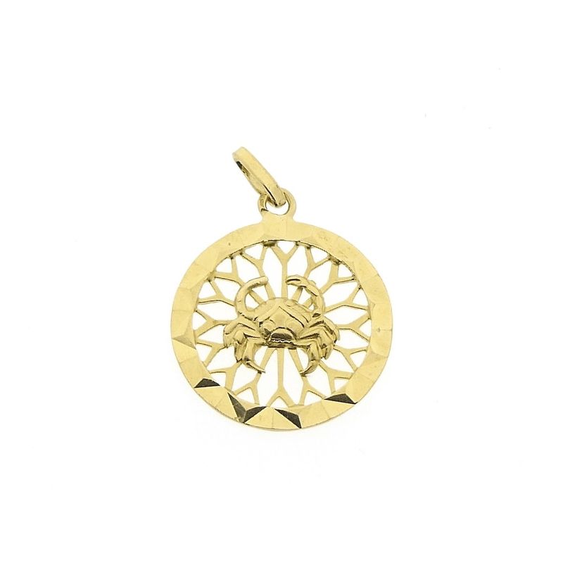 Image 1 of Gold zodiac sign pendant; Cancer
