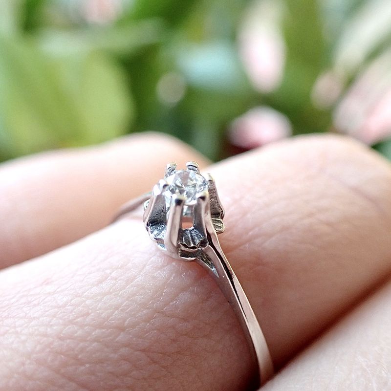 Image 8 of Silver solitaire ring with zirconia