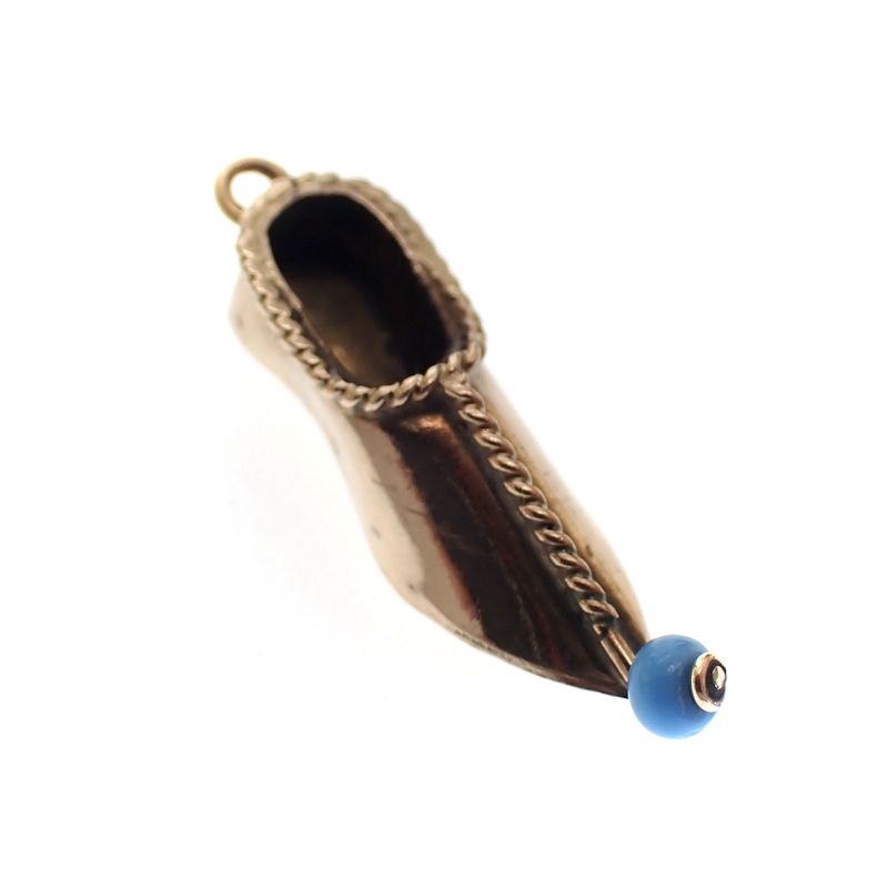 Image 2 of Gold pendant of a mule with turquoise