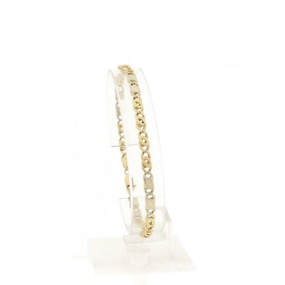 Two-tone gold gourmet/figaro link bracelet Image 1 of Two-tone gold gourmet/figaro link bracelet