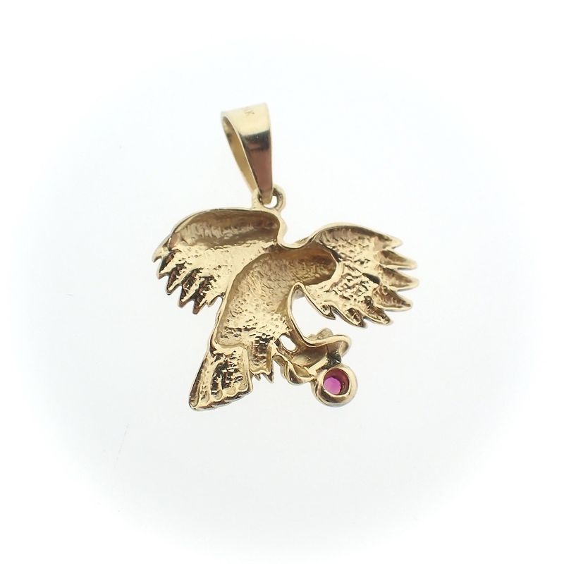 Image 6 of Two-tone gold pendant of Eagle with ruby