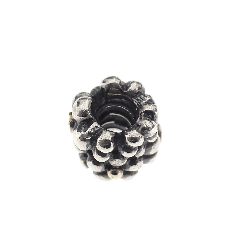 Image 5 of Pandora charm; Silver with gold; Golden Flower