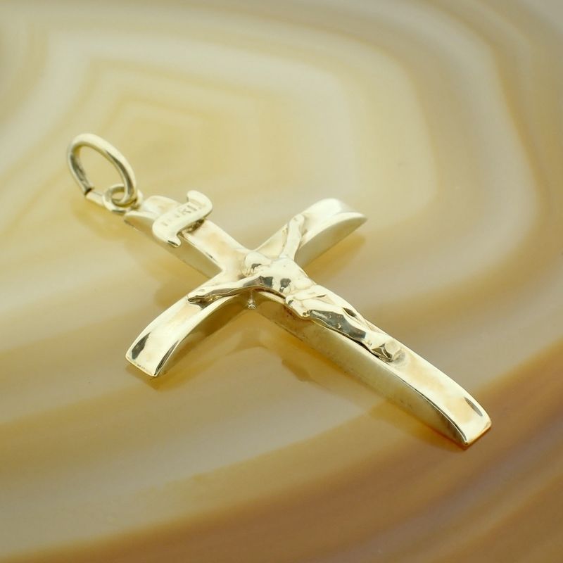 Image 4 of Gold pendant of cross with corpus | INRI