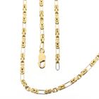 Afbeelding 1 van Bicolor gouden vierkante koningsschakel ketting | 45,5 cm