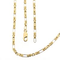 Bicolor gouden vierkante koningsschakel ketting | 45,5 cm