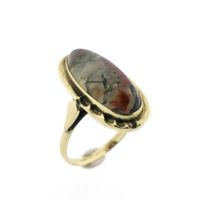 Gold ring with moss agate | Vintage
