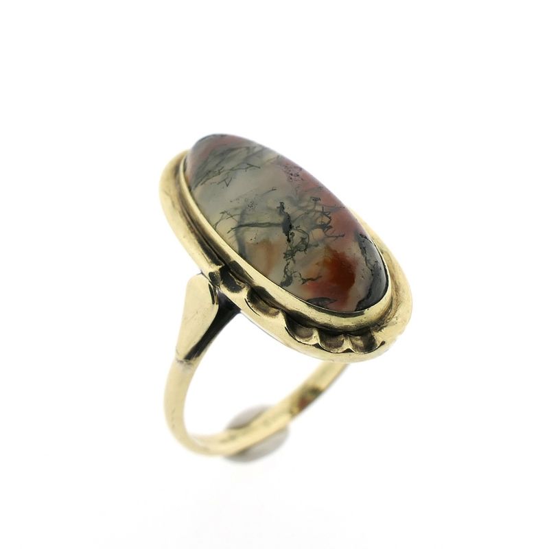 Image 1 of Gold ring with moss agate | Vintage