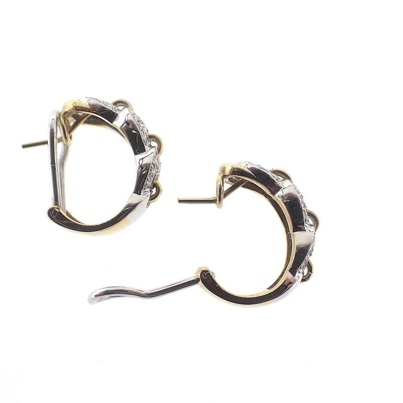 Image 5 of Bicolor earrings with diamond; 0.48 ct.