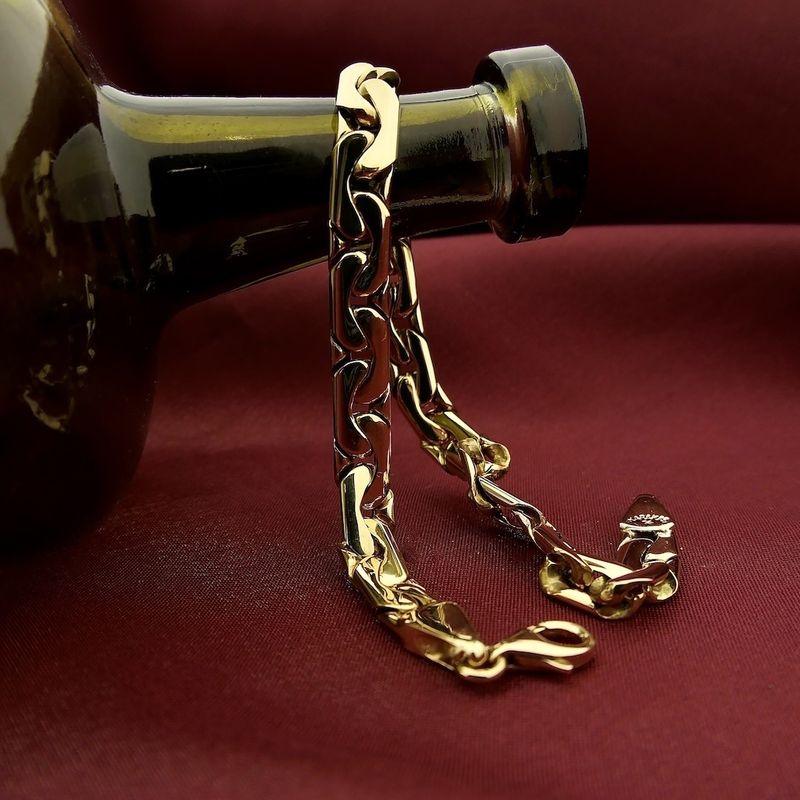 Image 2 of Gold flat Cardano link bracelet | 23 cm