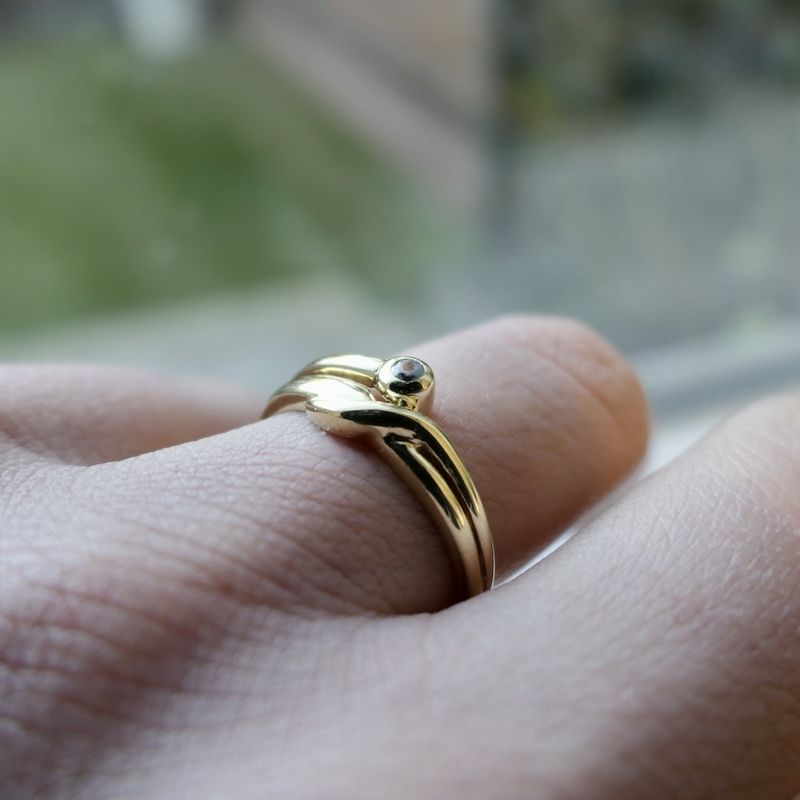 Image 10 of Gold solitaire ring with zirconia